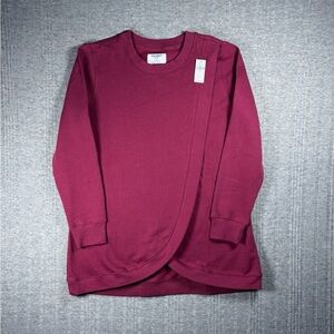 Old Navy Maternity Sweatshirt Tunic Red Womens Medium Cross Front Socomfy NWT